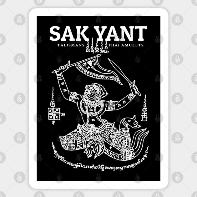 Vintage Muay Thai Sak Yant Hanuman Magnet by KewaleeTee